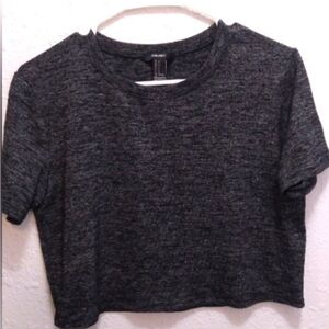 Forever 21 Gray Cropped Fitted T-Shirt